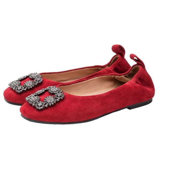 LINEA PAOLO MINA | Ruched Jewel Buckle Ballet Flats Size 5 new - Picture 1 of 8